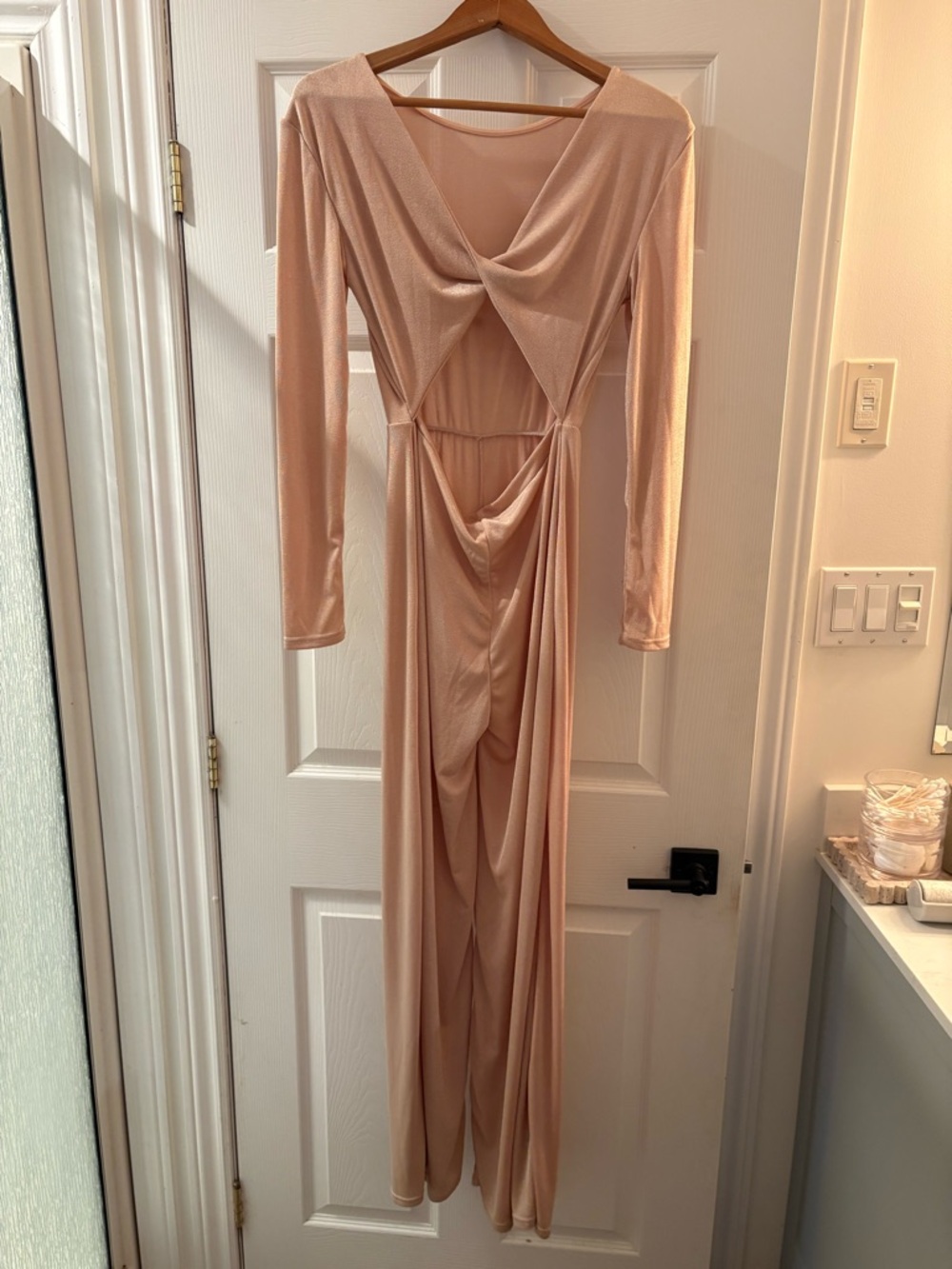 Christian Lacroix Blush Pink Long Sleeve Cutout Jumpsuit